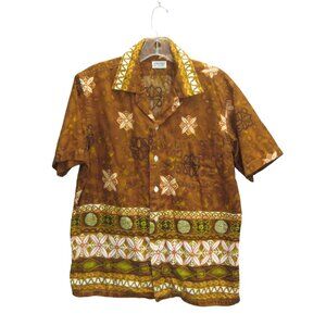 Vintage Takenaka Tokyo Bark Cloth Shirt Mens Medium Cotton Short Sleeve FLAW